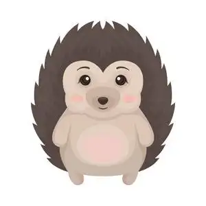 可爱的刺猬刺的动物卡通人物站立在两条腿向量例证在白色背景照片