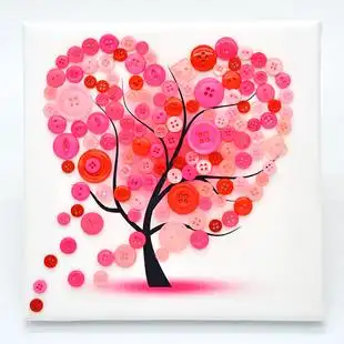 儿童彩色纽扣粘贴创意diy手工制作材料包礼物幼儿园小学生扣子画