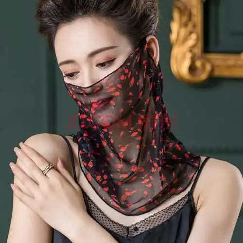 服饰配件 女士丝巾/围巾/披肩 媚の火 新品围脖女套头纯含桑蚕丝防晒