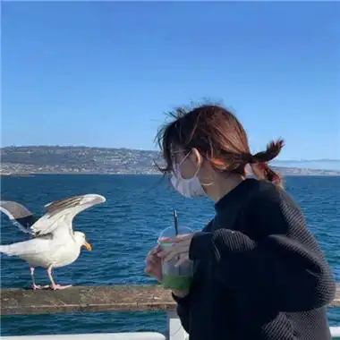 海边氛围感ins风侧面女生头像 干净好看的日暮温柔微信女头_女生头像