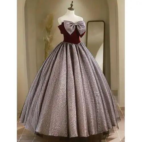 一字肩2024新款新娘气质显瘦结婚订婚晚礼服高级感轻奢小众公主裙