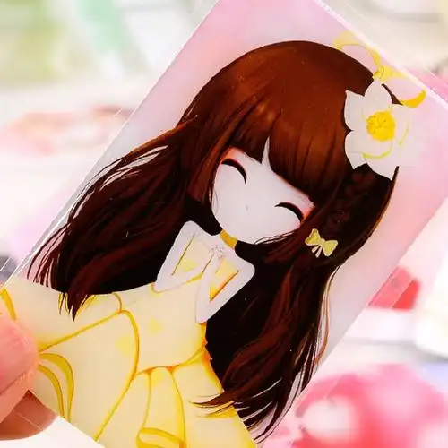 交通卡贴 防水_花花姑娘果冻卡贴唯美动漫粘贴纸交通公交学生防水校园