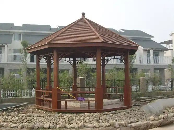 单层茅草凉亭防腐木仿真茅草伞亭户外休闲伞亭