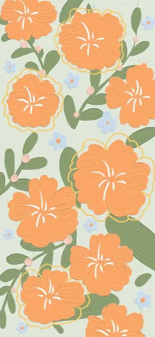 油画 手机壁纸 锁屏 简约 插画 手绘 ins 花朵 少女心