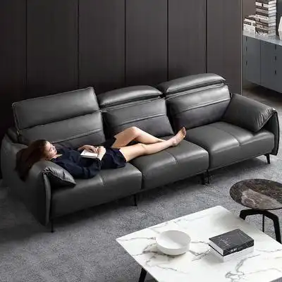 家用北欧现代真皮沙发组合多功能客厅整装直排大小户型轻奢皮艺沙发