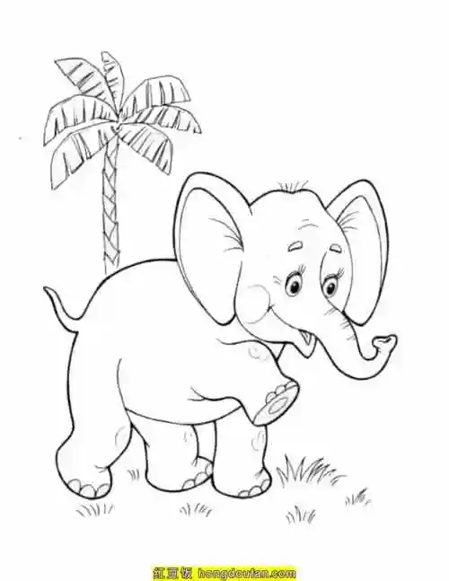 9张动物园大象主题涂色图片-红豆饭小学生简笔画大全