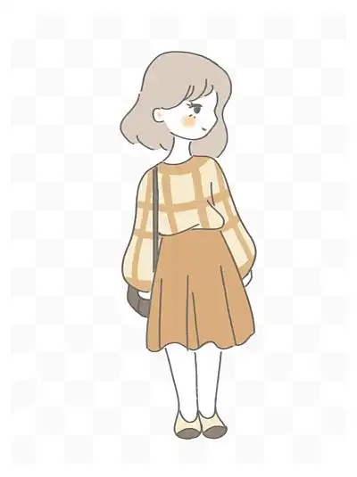 手绘卡通可爱穿搭时尚休闲裙子的小女孩插画