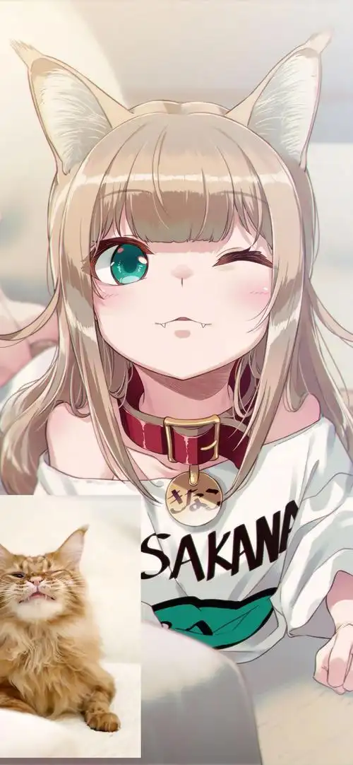 手机壁纸|猫系少女手绘动漫壁纸 ,萌化了