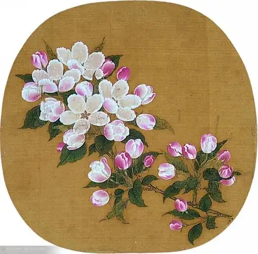 ▽王诜《玉楼春思图纨扇》2▽赵昌《杏花图》(宋花卉草虫选集 全12页)