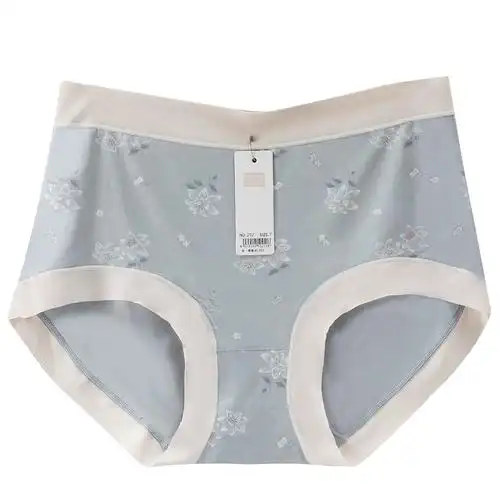 莫代尔内裤女士中腰人棉舒适透气收腹提臀小清新花朵印花三角底裤
