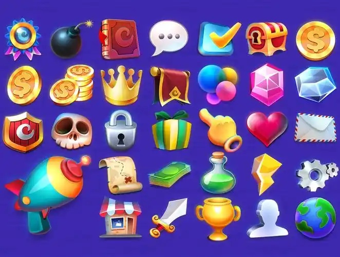 高品质多彩游戏3d图标ps设计素材 dacon – game icon generator