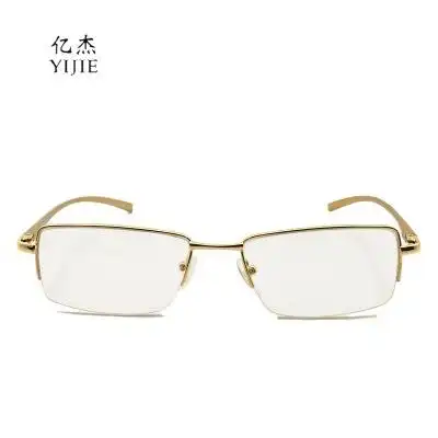 眼镜厂家半框平光镜树脂平光铝镁金色男女通用半框架平光眼镜批发