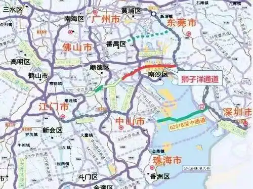 狮子洋通道规划路线图.