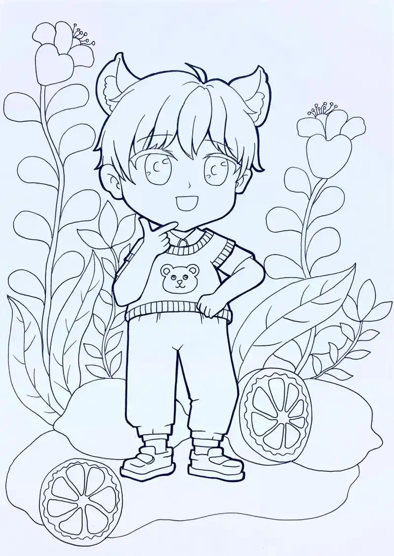 初级动漫男生3  适合6-10岁 带线稿