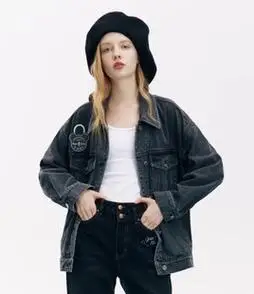 立体刺绣牛仔外套女大版洗水纯棉上衣txx小熊早秋新款