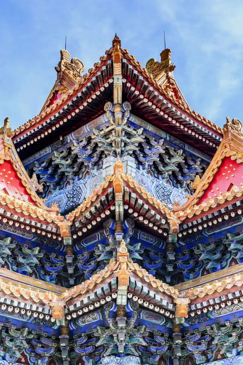 故宫角楼的精美斗拱 视觉中国故宫古建筑的斗拱类型很丰富,如位于两根