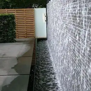 瀑布水幕墙流水槽不锈钢出水口庭院水帘水墙水景观鱼池流水口造