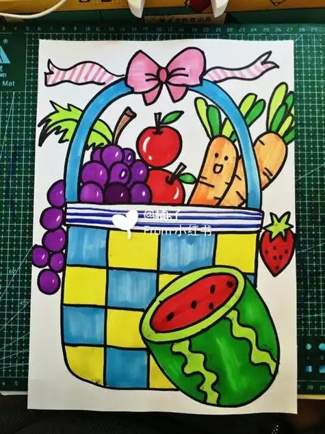 水果篮子儿童画创意绘画简笔画46岁儿童画简笔画