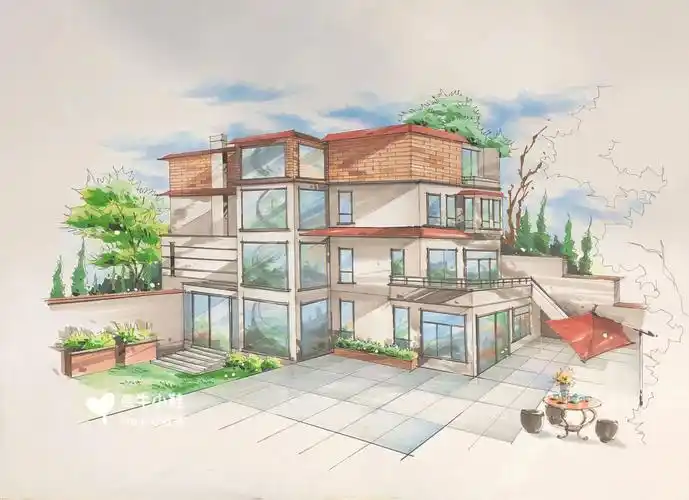 建筑外观手绘效果图创作
