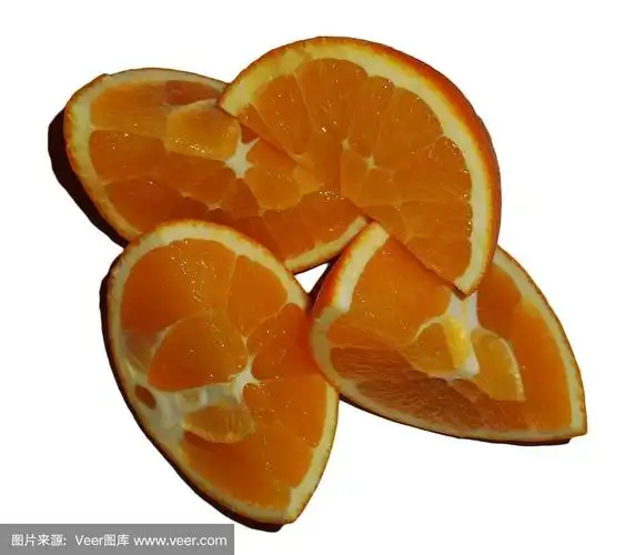 橙子,横截面,四个物体,分离着色,白色