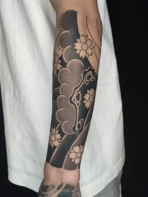 樱花花臂_纹身图案手稿图片_丰兄的纹身作品集