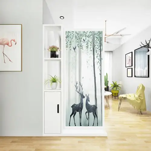 屏风北欧进门穿堂入户客厅实木带门玄关隔断座屏