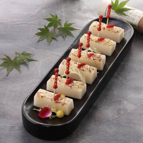 创意酒店特色分子料理意境菜餐具餐厅个性冷菜凉菜长方融合菜盘子