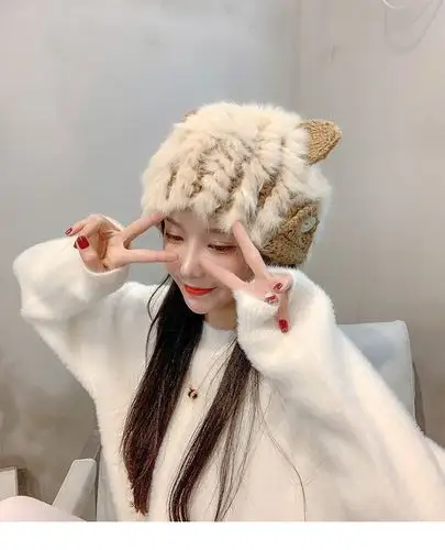 北极绒同款重磅高端高品质热卖新款上新日本帽甜美可爱猫耳朵韩版兔毛