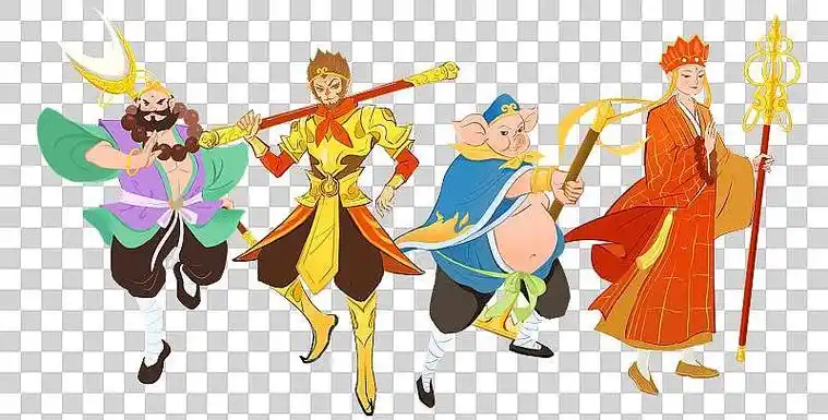 西游记人物师徒四人插画元素图片下载