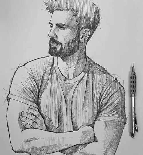 线条清晰的自动铅笔素描,带辅助线!_smdsart_网络_素材