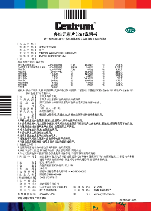 善存 多维元素片(29)说明书