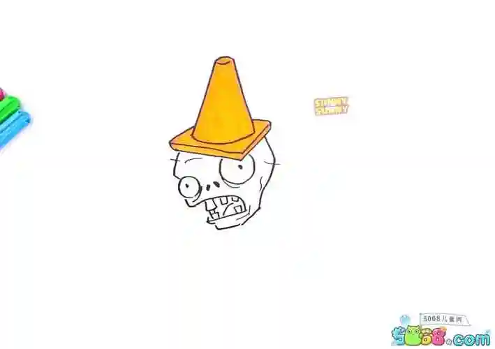 教大家画路障僵尸植物大战僵尸画画教程(2)教大家画路障僵尸植物大战