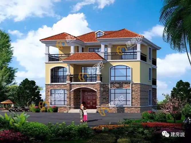 湖北黄冈三层农村别墅成为村里最好看的房子