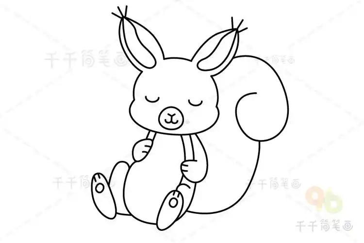 睡觉的松鼠简笔画教程
