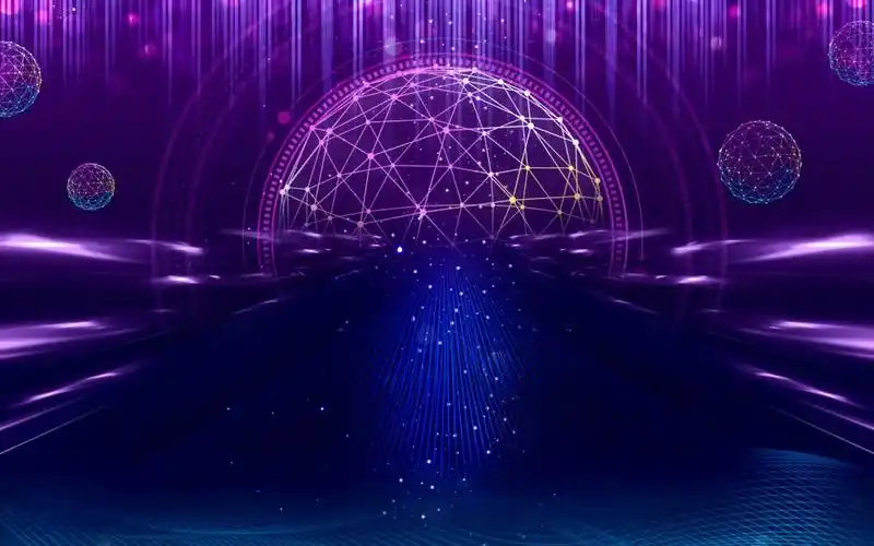 简约大气梦幻蓝紫色渐变年会商务背景