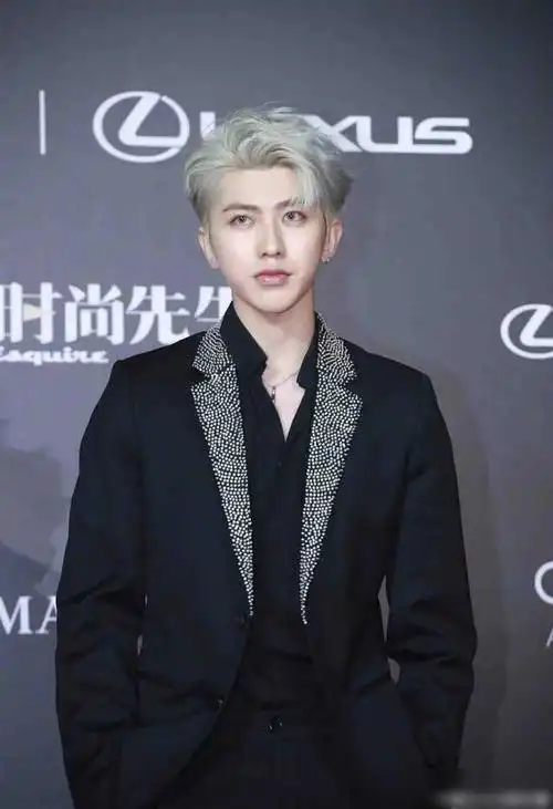 时尚先生男明星生图大赏之蔡徐坤,灰色短发,时尚型男