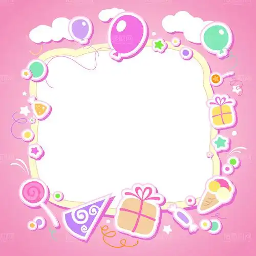 卡通儿童花纹边框设计矢量素材