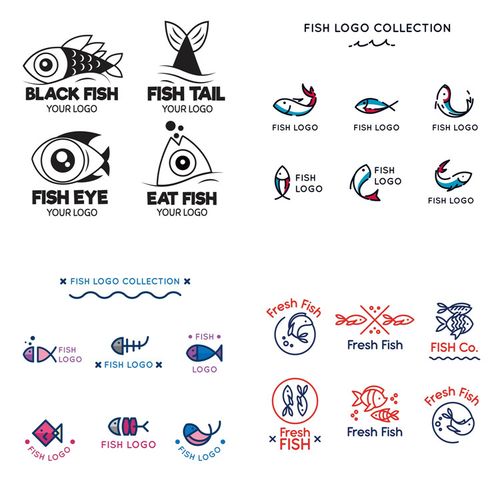 a0046鱼类logo标志大海海鲜章鱼龙虾动物海星设计素材源文件