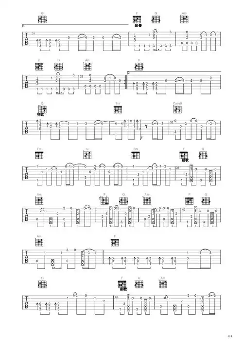 红色高跟鞋吉他谱-指弹谱-c调-虫虫吉他