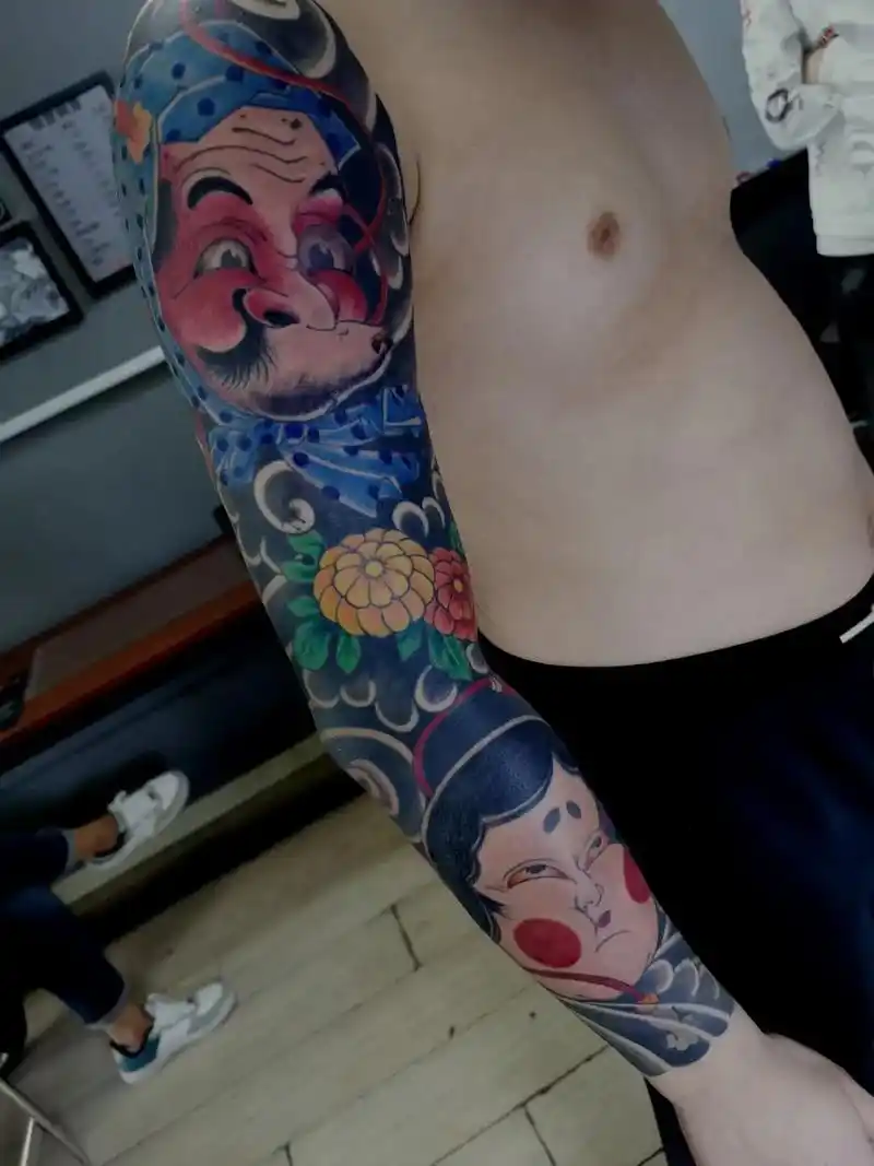 老作品 火男阿多福#日式老传统 #纹身 #花臂  - 抖音