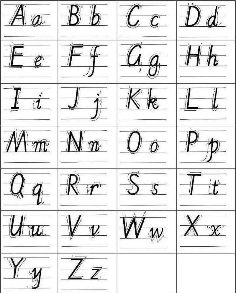 26个英文字母规范书写字帖!