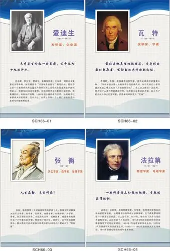 科学实验室名人名言挂图头像肖像科学家简介爱迪生张衡瓦特sch66