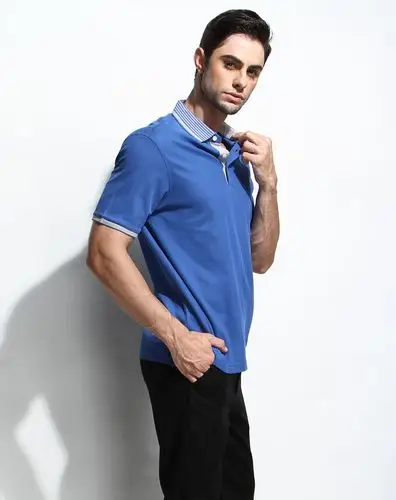 博斯绅威bosssunwen蓝色翻领休闲短袖t恤bsdt18520n1_唯品会