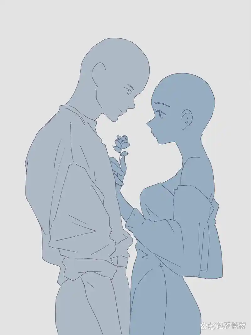 绘画素材|双人情侣互动素材模板