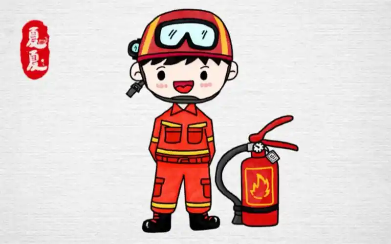 简笔画消防员
