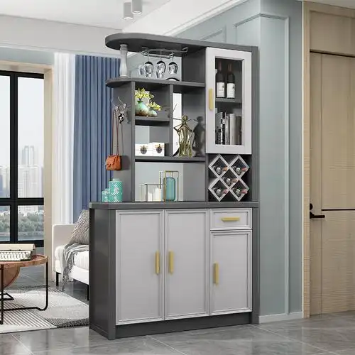 青木川 实木酒柜鞋柜一体靠墙餐厅餐厅收纳储物柜一米小户型三门带