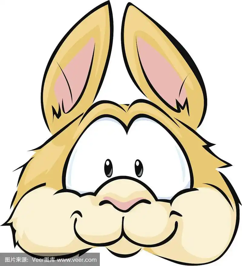 可爱的兔子头矢量插图