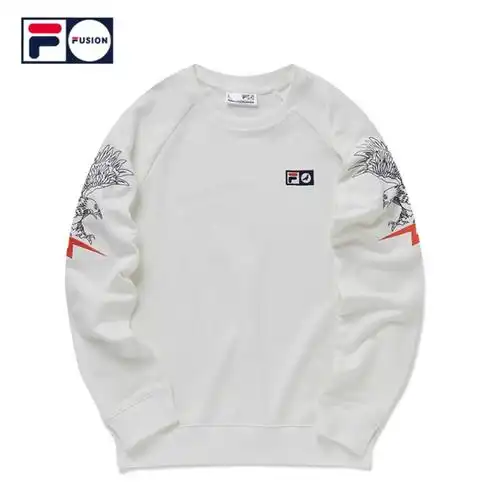 fila fusion 斐乐男子卫衣2020春季新款简约运动圆领套头衫男 白色-wt