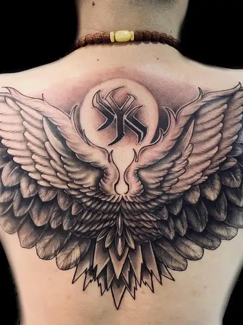 遮盖翅膀_纹身图案手稿图片_殷明硕的纹身作品集