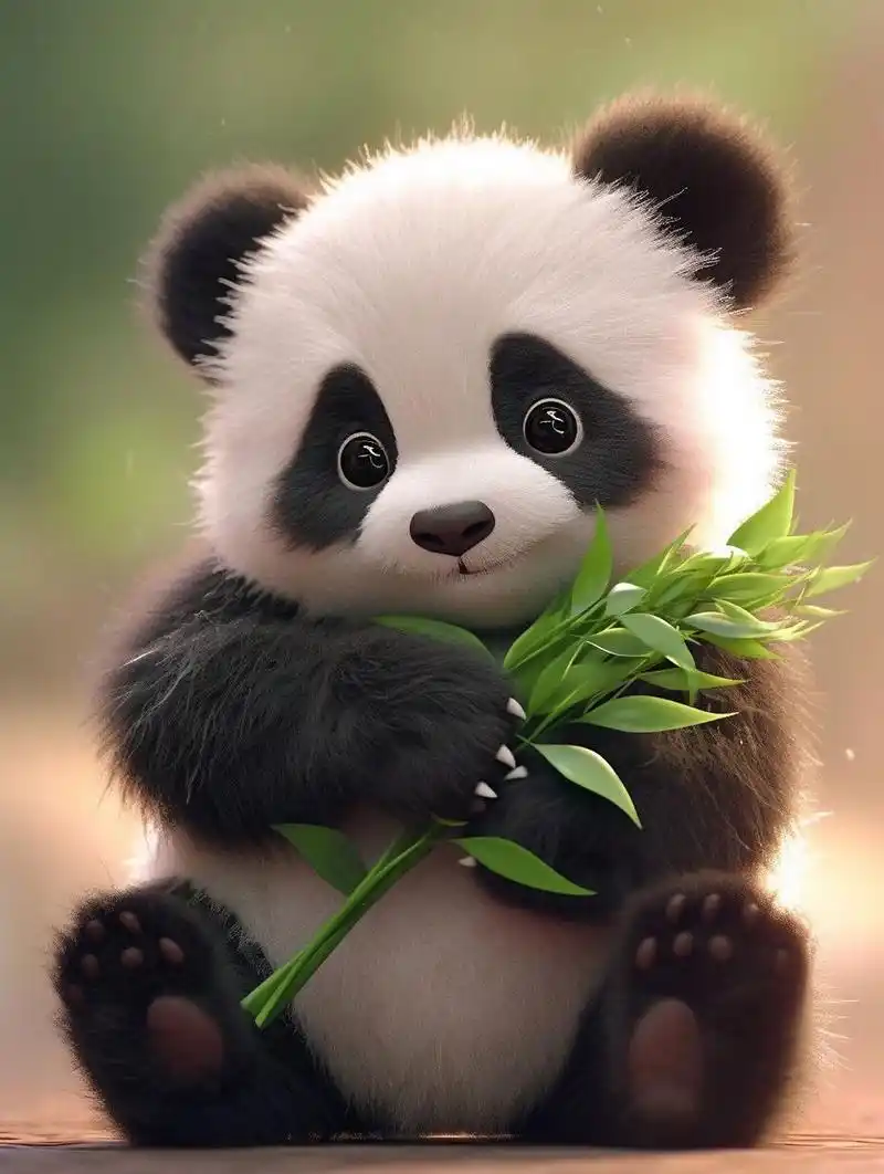 熊猫宝宝:萌哒哒哒的可爱动物,竹子的美食家!  一只憨态可掬的熊猫正